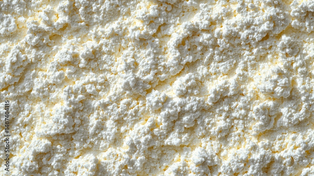 Obraz premium Examination of cottage cheese's fine surface details from above.