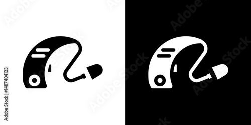 Hearing aid icon in solid flat trendy design style.