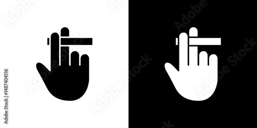 Hand holding cigarette icon in solid flat trendy design style.