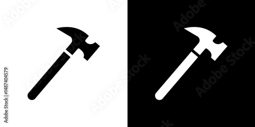 Hammer icon in solid flat trendy design style.