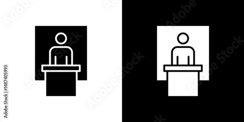 Exhibitor icon in solid flat trendy design style.