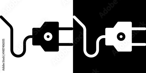 Electrical plug icon in solid flat trendy design style.