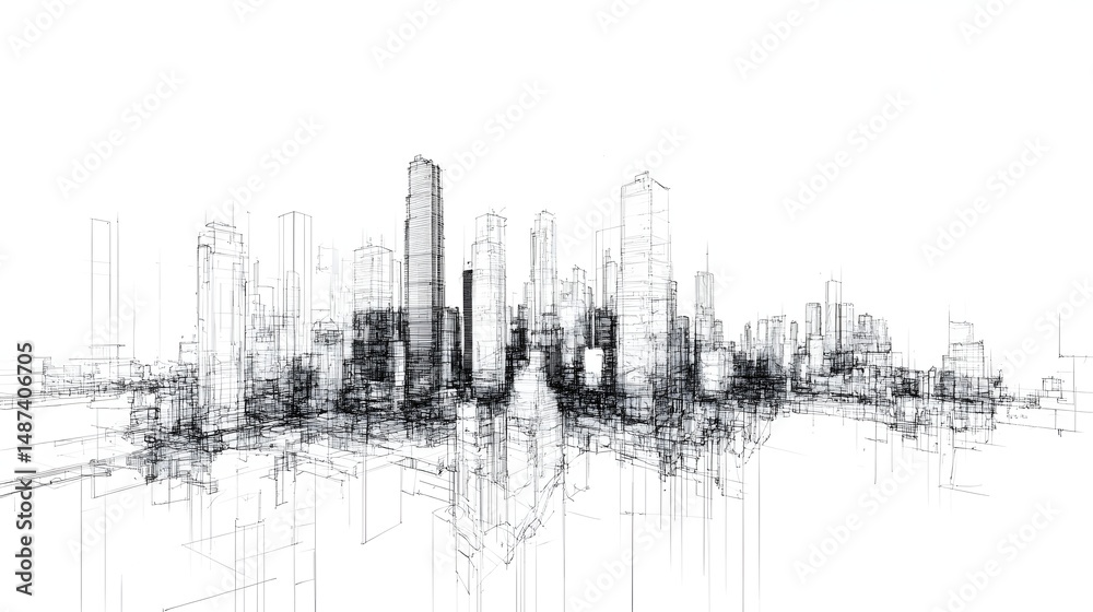 Obraz premium Connected Skylines: The Network of Urban
