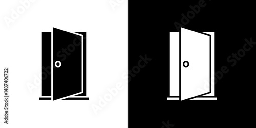 Door open icon in solid flat trendy design style.
