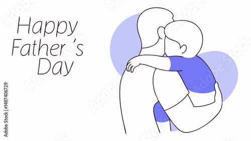 Father's Day Embrace: A heartwarming line drawing captures the essence of Father's Day, with a silhouette of a father lovingly holding his child.