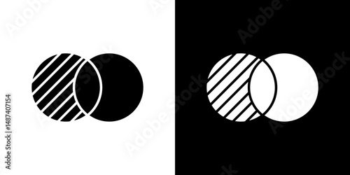 Diagram venn icon in solid flat trendy design style.