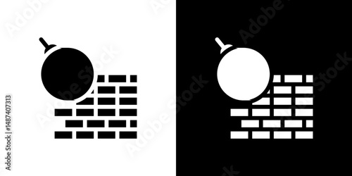 Demolition icon in solid flat trendy design style.