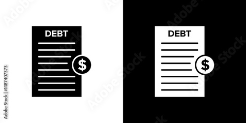 Debt icon in solid flat trendy design style.
