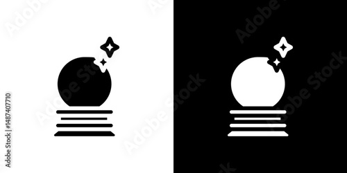 Crystal ball icon in solid flat trendy design style.