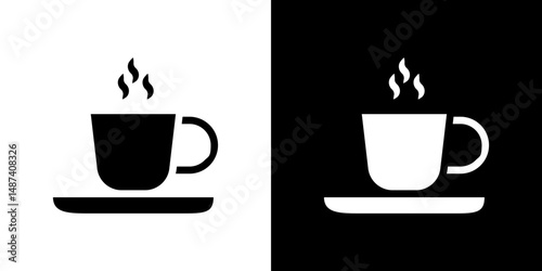Coffee icon in solid flat trendy design style.