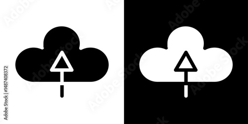 Cloud upload icon in solid flat trendy design style.