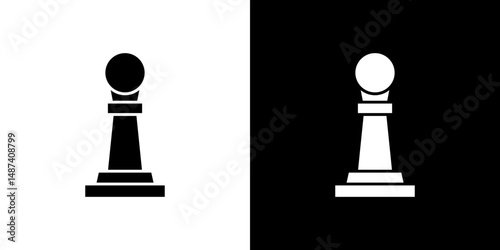 Chess pawn icon in solid flat trendy design style.