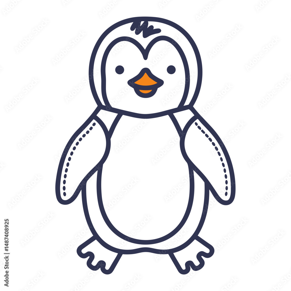 Obraz premium Penguin Line Icon for Children's Apps, Arctic Education, Winter Themes and Animal Design Projects