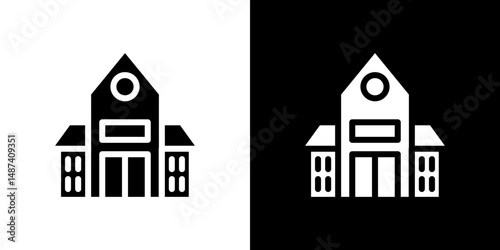 Campus icon in solid flat trendy design style.