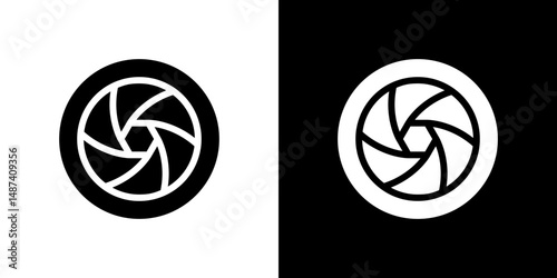 Camera shutter icon in solid flat trendy design style.