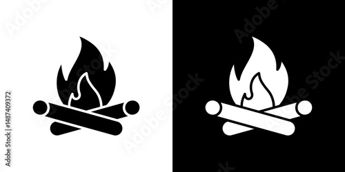 Campfire icon in solid flat trendy design style.