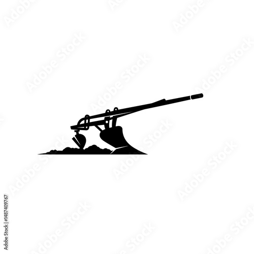 Plowing Tool Illustration: A detailed illustration of an old-fashioned plow in action, showcasing its classic design and function.