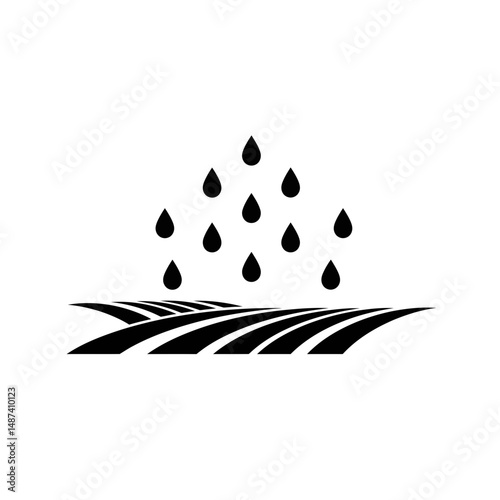 Rain on Cultivated Land: A simple yet striking illustration of rain cascading onto cultivated land, depicting a scene of agricultural sustenance and natural irrigation.