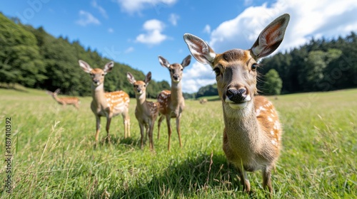 Curious Fallow Deer in Sunny Meadow