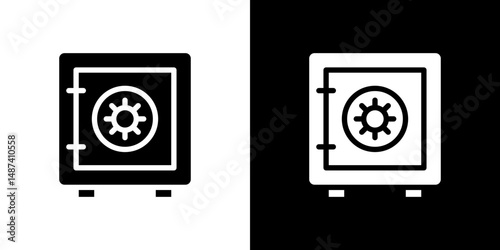 Bank vault icon in solid flat trendy design style.