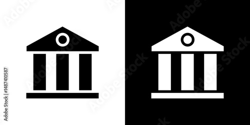 Bank icon in solid flat trendy design style.
