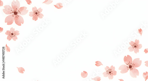 Blossom Background with Pink Floral Design and Scattered Petals