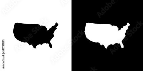 America map icon in solid flat trendy design style.
