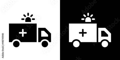 Ambulance icon in solid flat trendy design style.