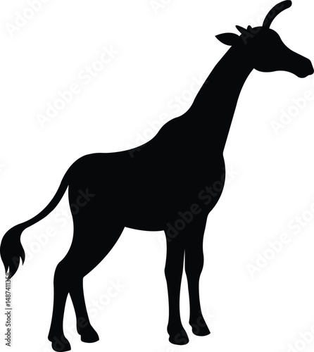 Giraffe Silhouette: A striking silhouette of a giraffe, showcasing the elegance and distinct profile of the tallest mammal, perfect for conveying a sense of wildlife and natural beauty.