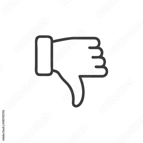 Thumbs Down Icon for Feedback Systems and Review Platforms - Negative Rating Symbol for User Interaction Interfaces and Social Media Applications