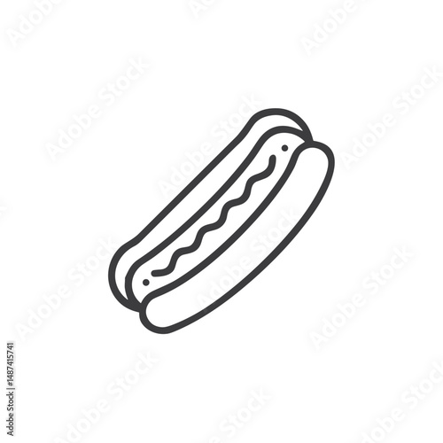 Hot Dog Line Icon for Food Delivery Apps and Restaurant Menus - Street Food and Casual Dining Symbol for Fast Food Marketing Materials and Mobile Ordering Systems