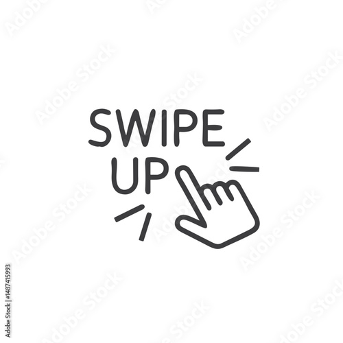 Swipe Up Gesture Icon for Social Media Stories, Mobile App Instructions, Touch Interface Guides, Website Tutorials, User Experience Design and Digital Navigation Elements
