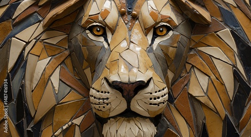 Lion mosaic art