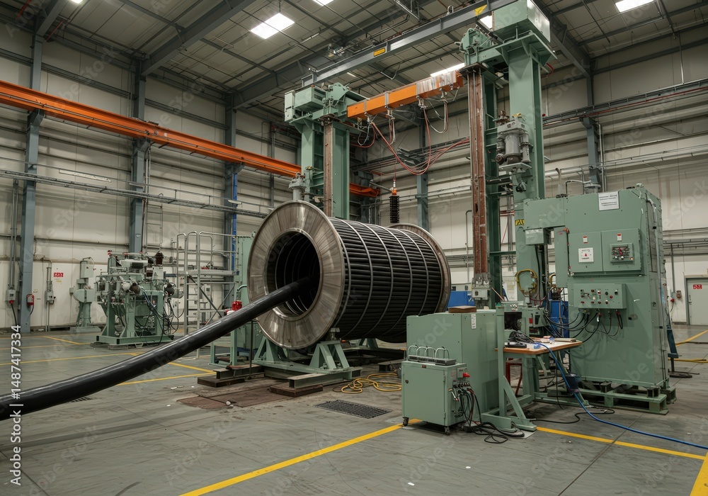 Fototapeta premium Industrial High Voltage Cable Testing A Comprehensive Factory Acceptance Test in Progress