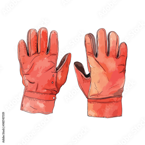 watercolor illustration of Gloves isolated
