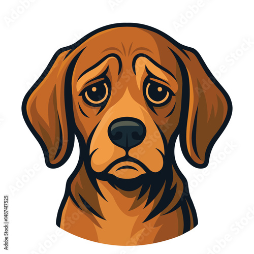Sad dog vector logo illustration