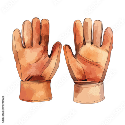 watercolor illustration of Gloves isolated