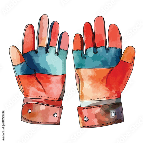watercolor illustration of Gloves isolated