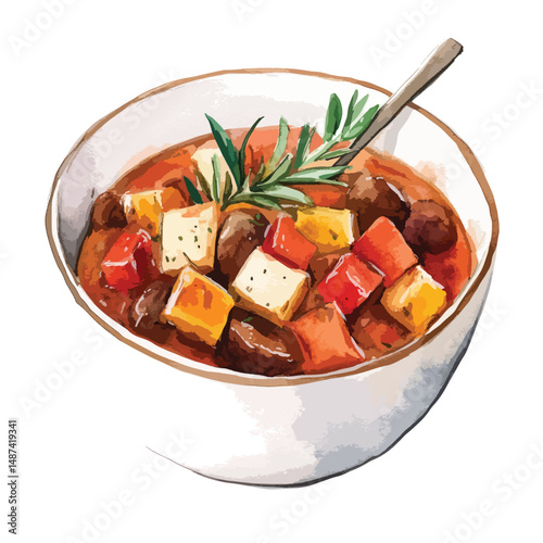 watercolor illustration of Goulash clipart isolated
