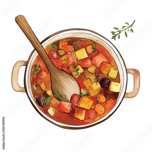 watercolor illustration of Goulash clipart isolated