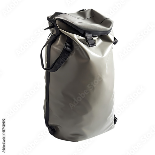 Rugged Waterproof Dry Bag with Reinforced Seams Isolated on Transparent Background