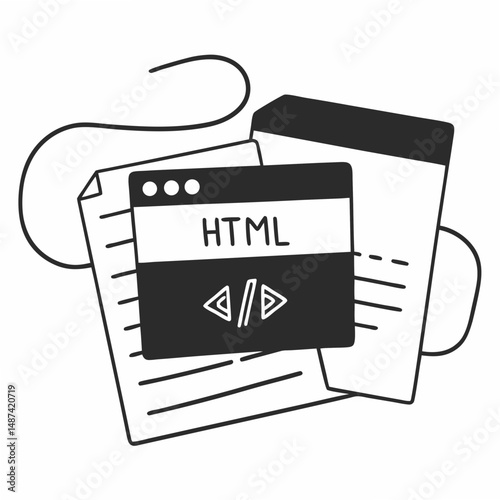HTML tag design vector white background