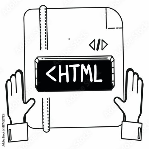 HTML tag design vector white background