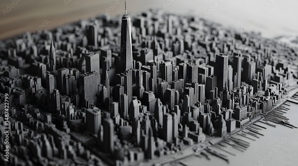 Fototapeta premium Skyline Synapse: A City Thinking