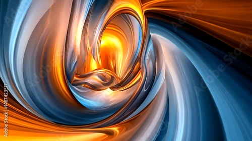 Abstract Swirling Patterns in Vibrant Orange and Blue