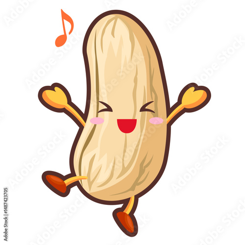 とても喜ぶかわいいカシューナッツのキャラクター