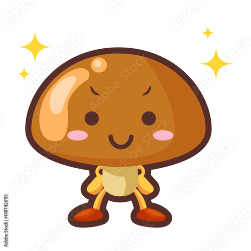 得意気な顔をした可愛いなめこのキャラクターのイラスト