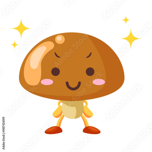 得意気な顔をした可愛いなめこのキャラクターのイラスト