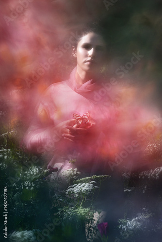 Vibrant Butterfly Holding Woman