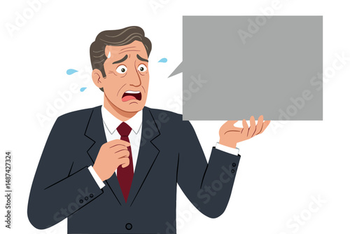 Worried Businessman Holding Blank Sign  Stress, Anxiety, and Uncertainty in the Workplace